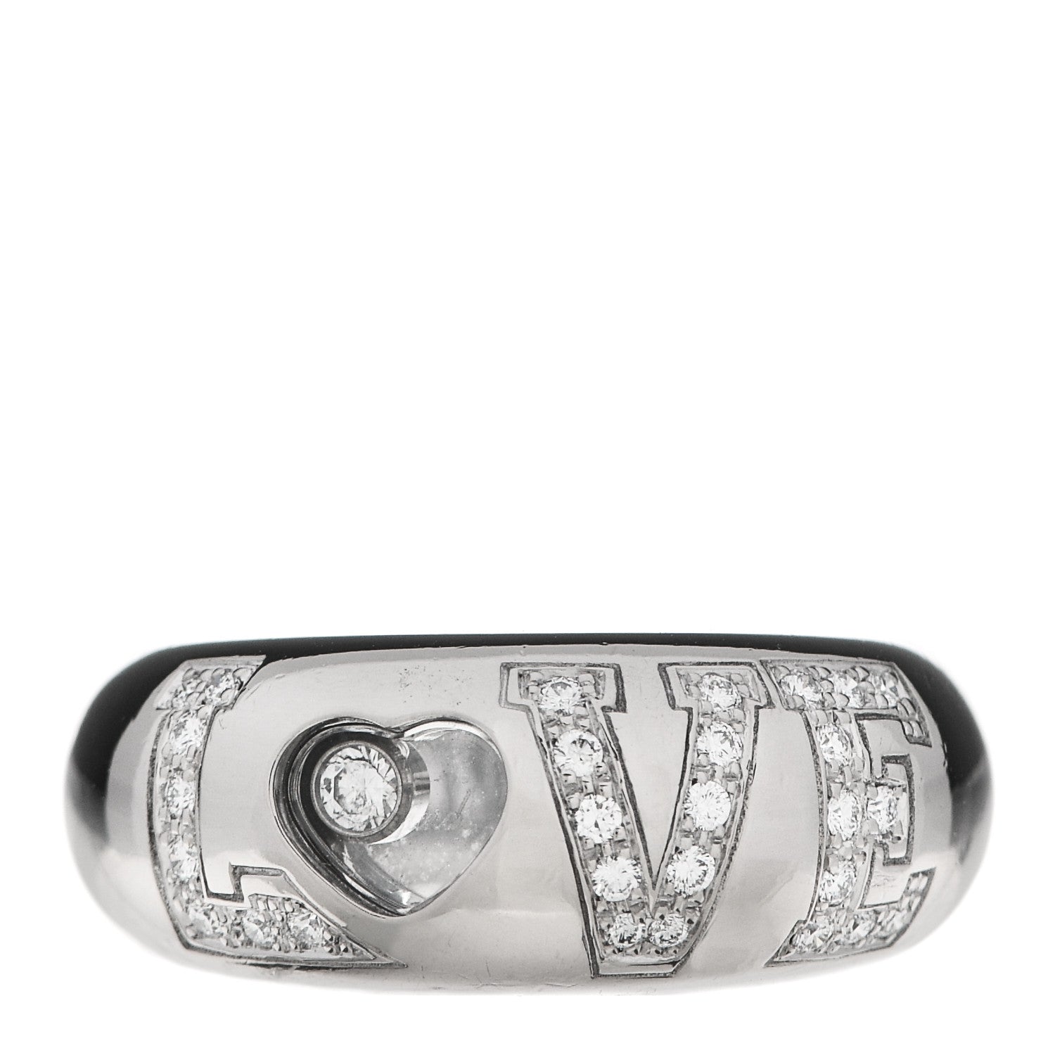 Chopard 18K White Gold Happy Diamonds Love Heart Band Ring 53 6.25 1 of 5