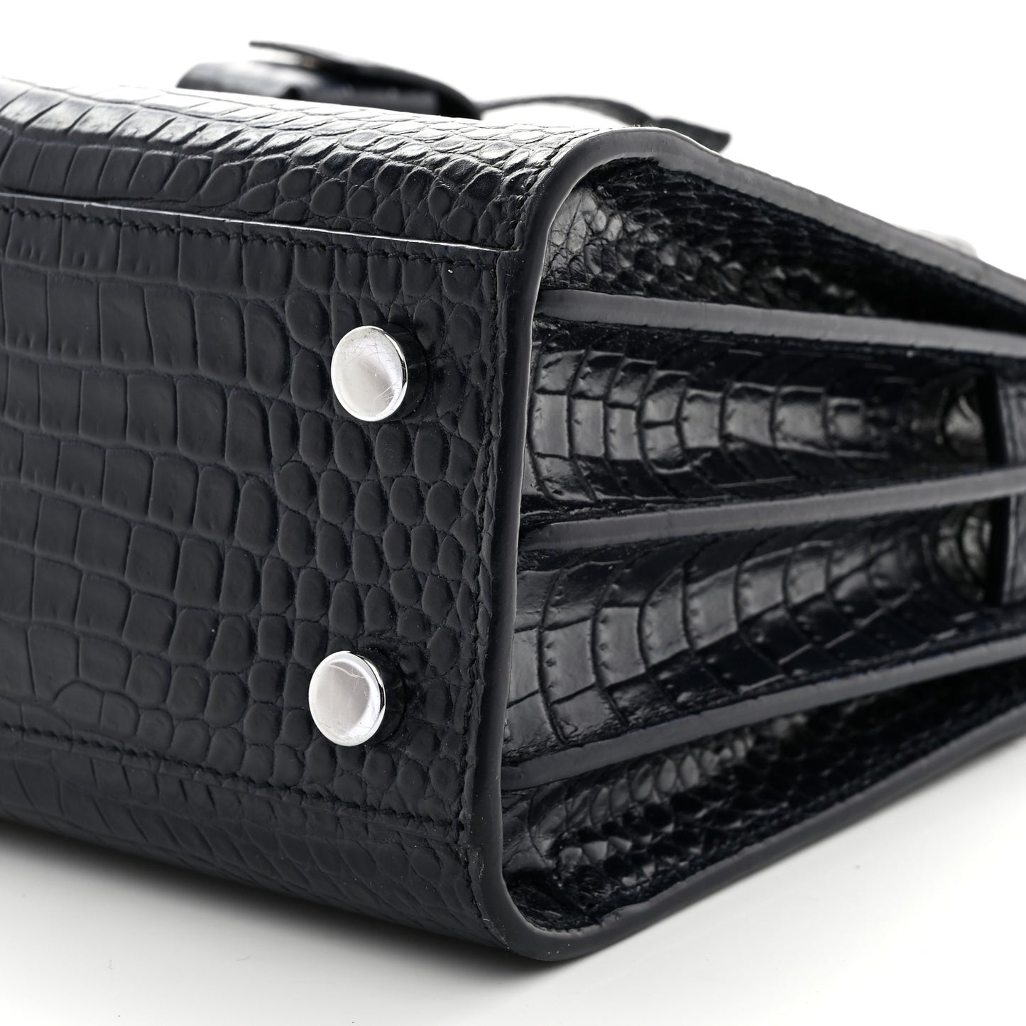 Calfskin Crocodile Embossed Nano Sac De Jour Navy