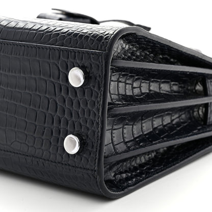 Saint Laurent Calfskin Crocodile Embossed Nano Sac De Jour Navy 11 of 11