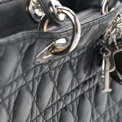 Christian Dior Lambskin Cannage Large Lady Dior Black 13 of 14