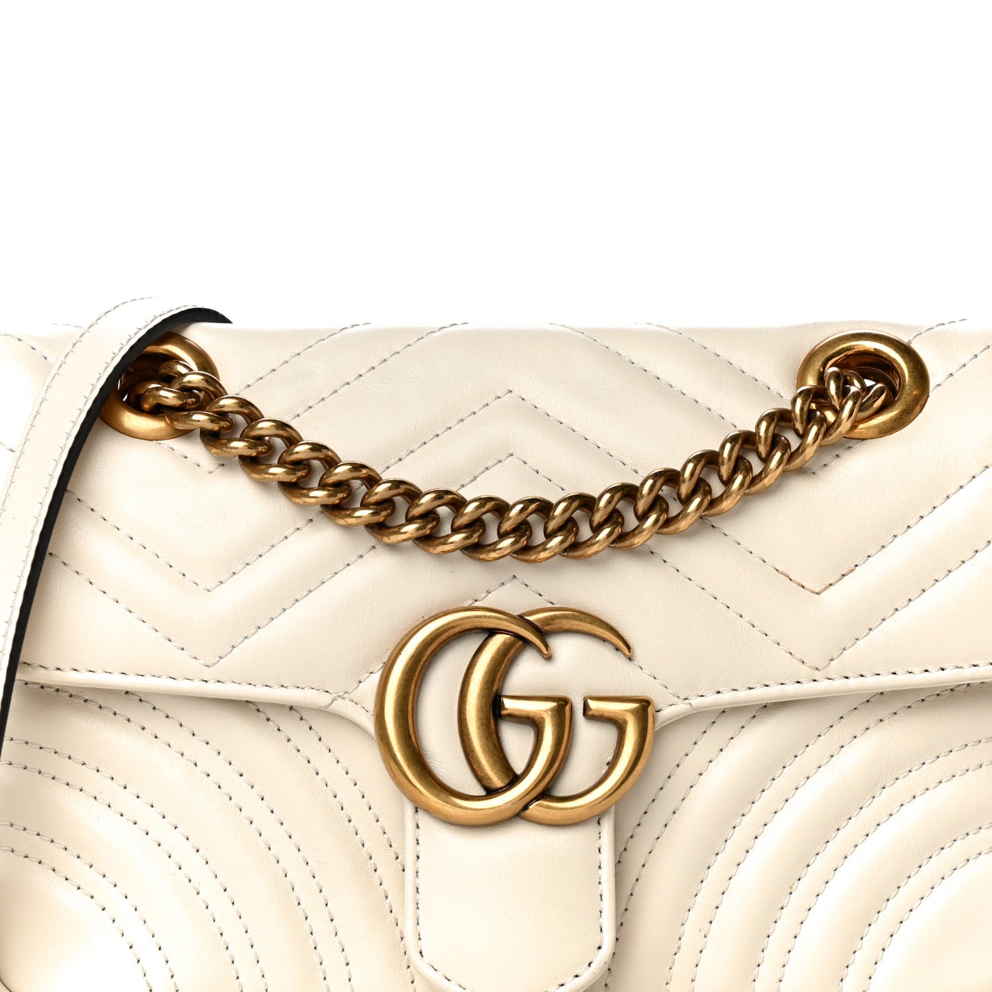 Calfskin Matelasse Mini GG Marmont Shoulder Bag White