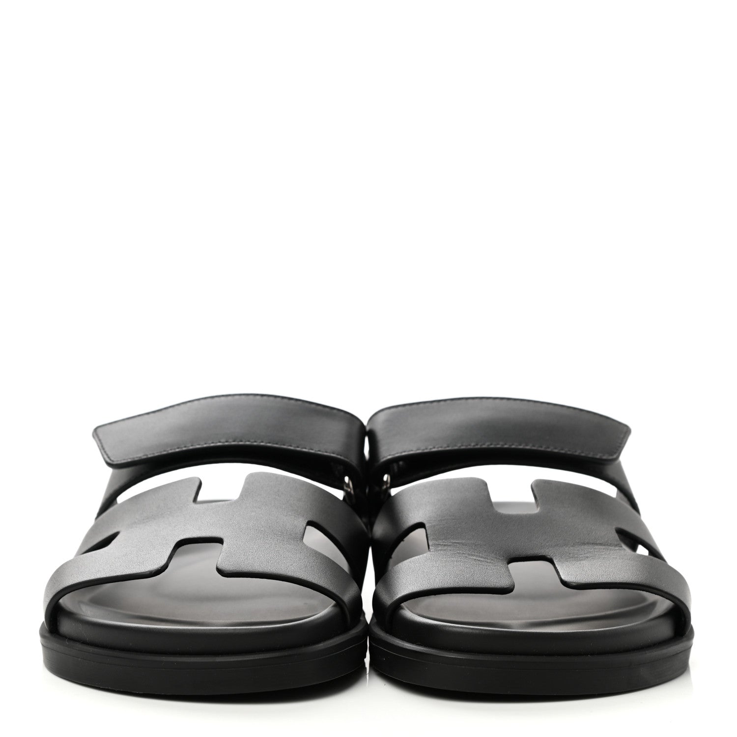 Hermes Calfskin Womens Chypre Sandals 36.5 Black 2 of 11