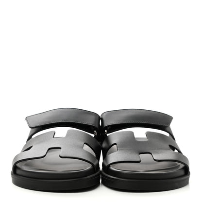 Hermes Calfskin Womens Chypre Sandals 36.5 Black 2 of 11