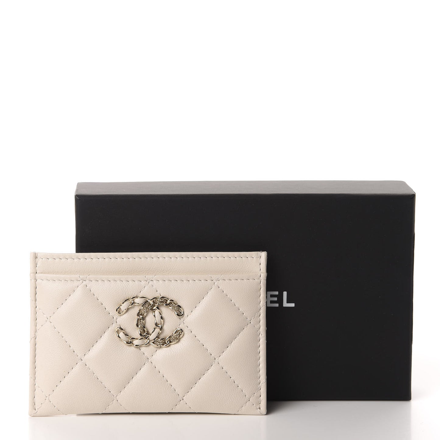Goatskin Quilted French New Wave Card Holder Ivory