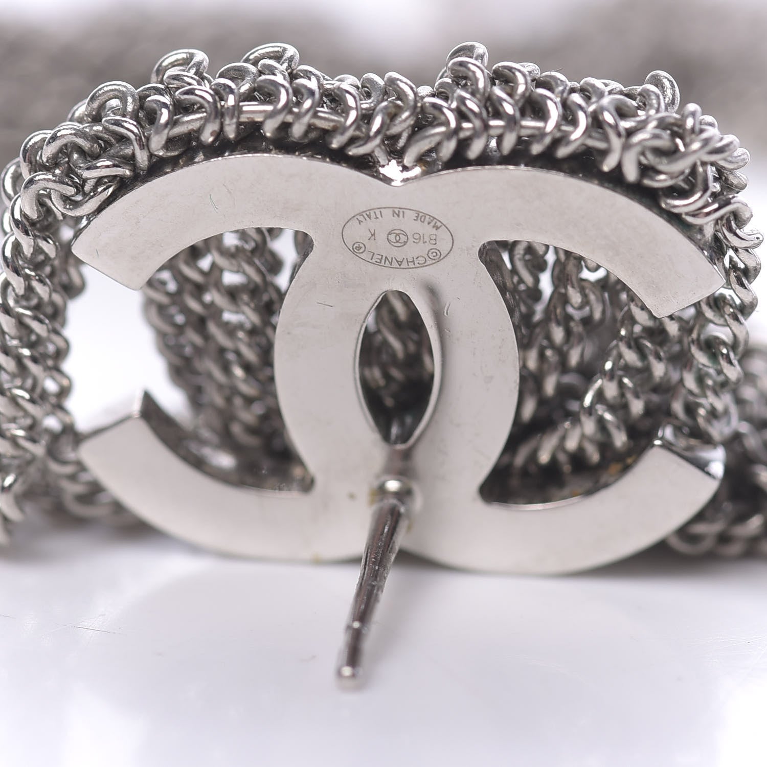 Chanel Baguette Crystal CC Chain Drop Earrings Silver 4 of 4