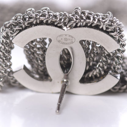 Chanel Baguette Crystal CC Chain Drop Earrings Silver 4 of 4