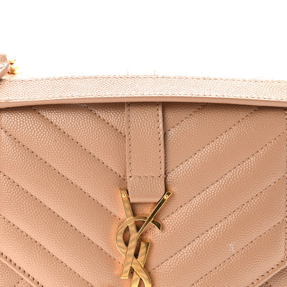 Saint Laurent Grain De Poudre Textured Mixed Matelasse Medium Triquilt Monogram Satchel New Nude 7 of 9