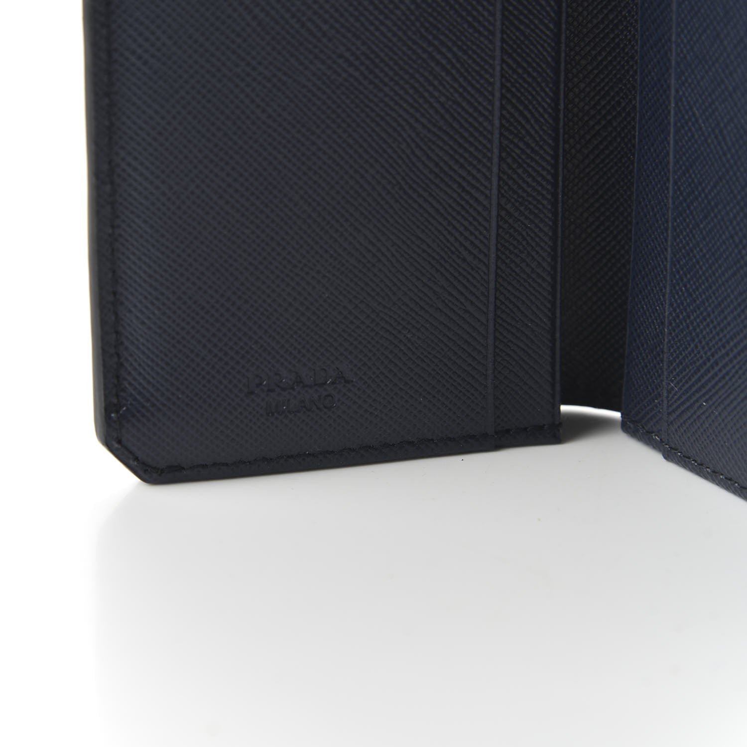 Prada Saffiano Corner Card Holder Baltico 8 of 10