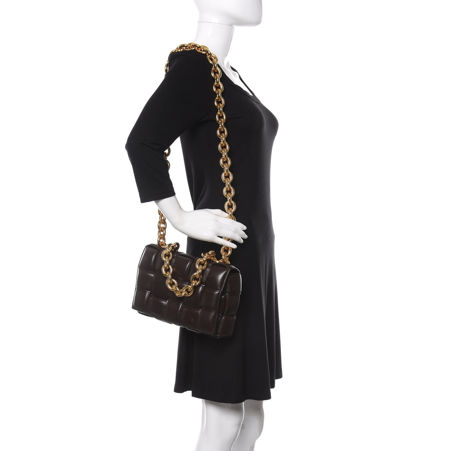 Lambskin Maxi Intreccio Padded Chain Cassette Crossbody Bag Black