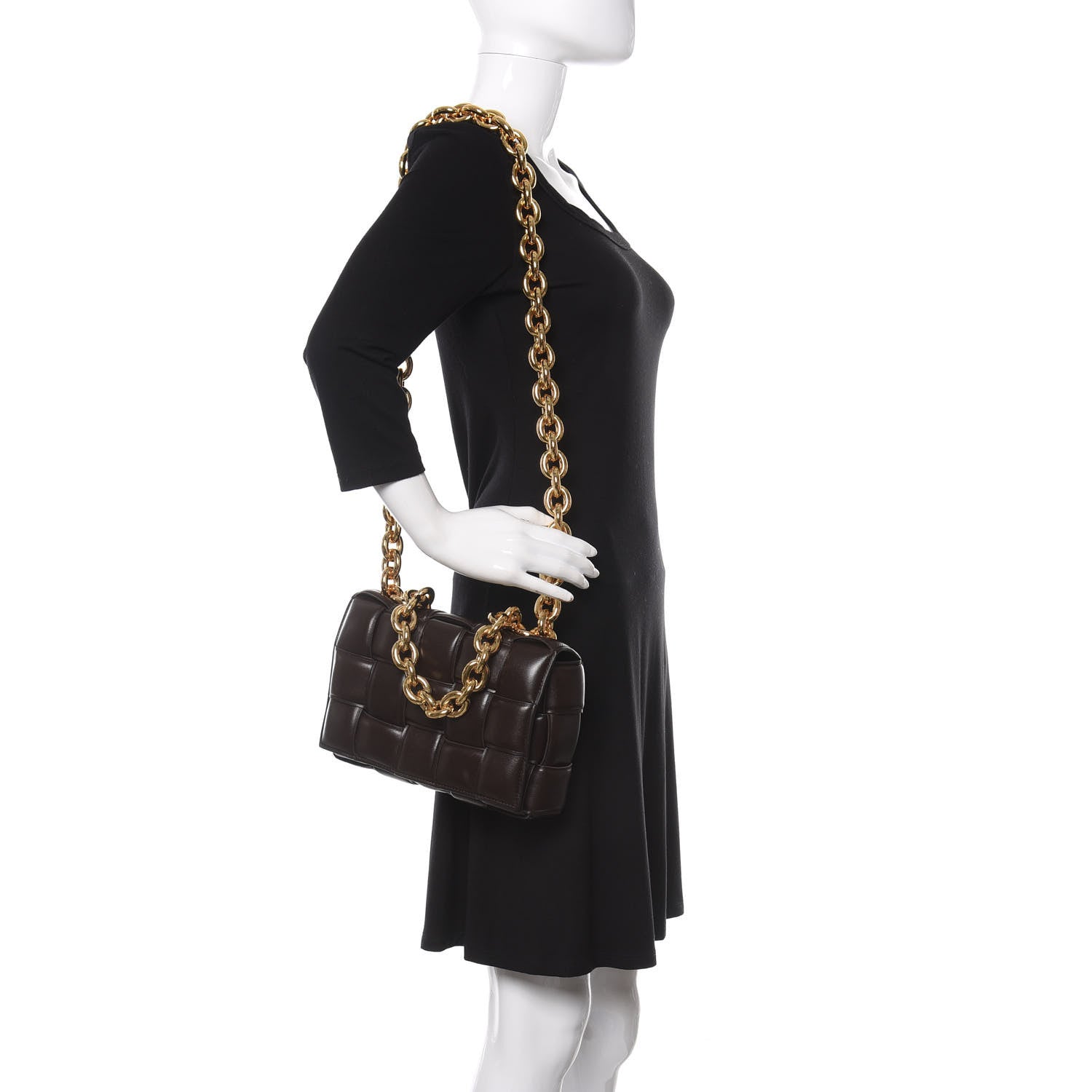 Bottega Veneta Lambskin Maxi Intreccio Padded Chain Cassette Crossbody Bag Black 2 of 9