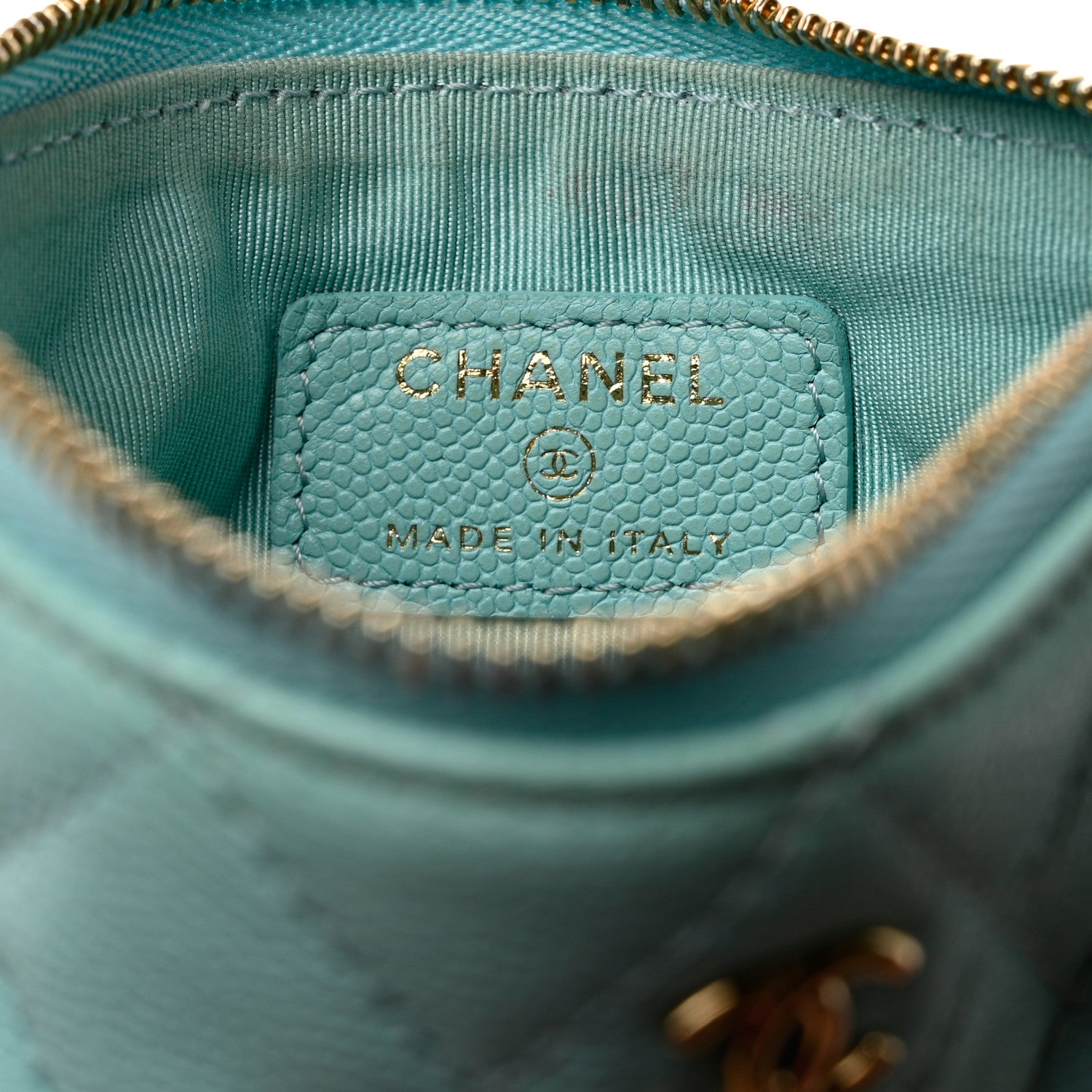 Chanel Caviar Quilted Small Cosmetic Case Light Blue 6 of 10