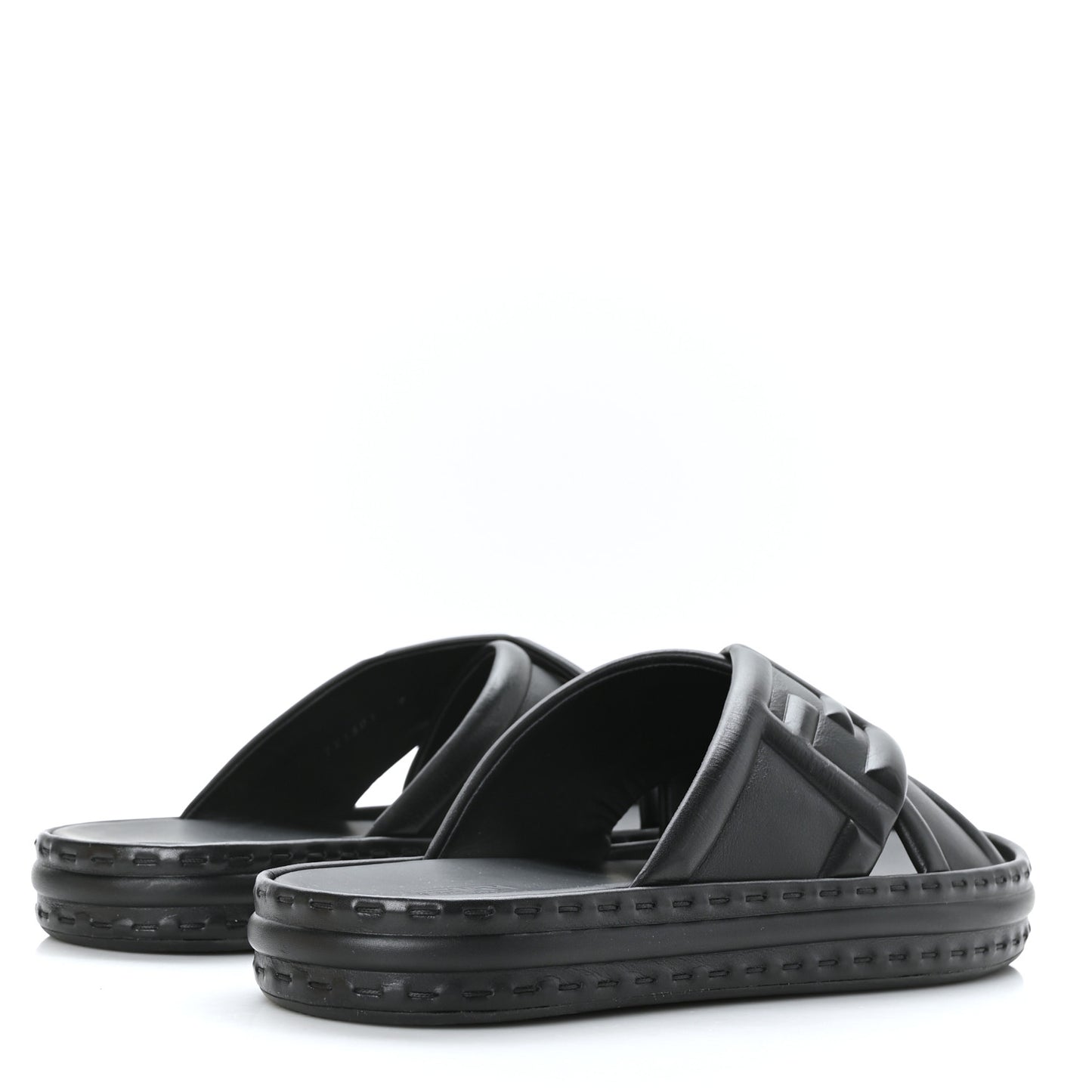 Nappa FF Embossed Mens Slide Sandals 9 Black