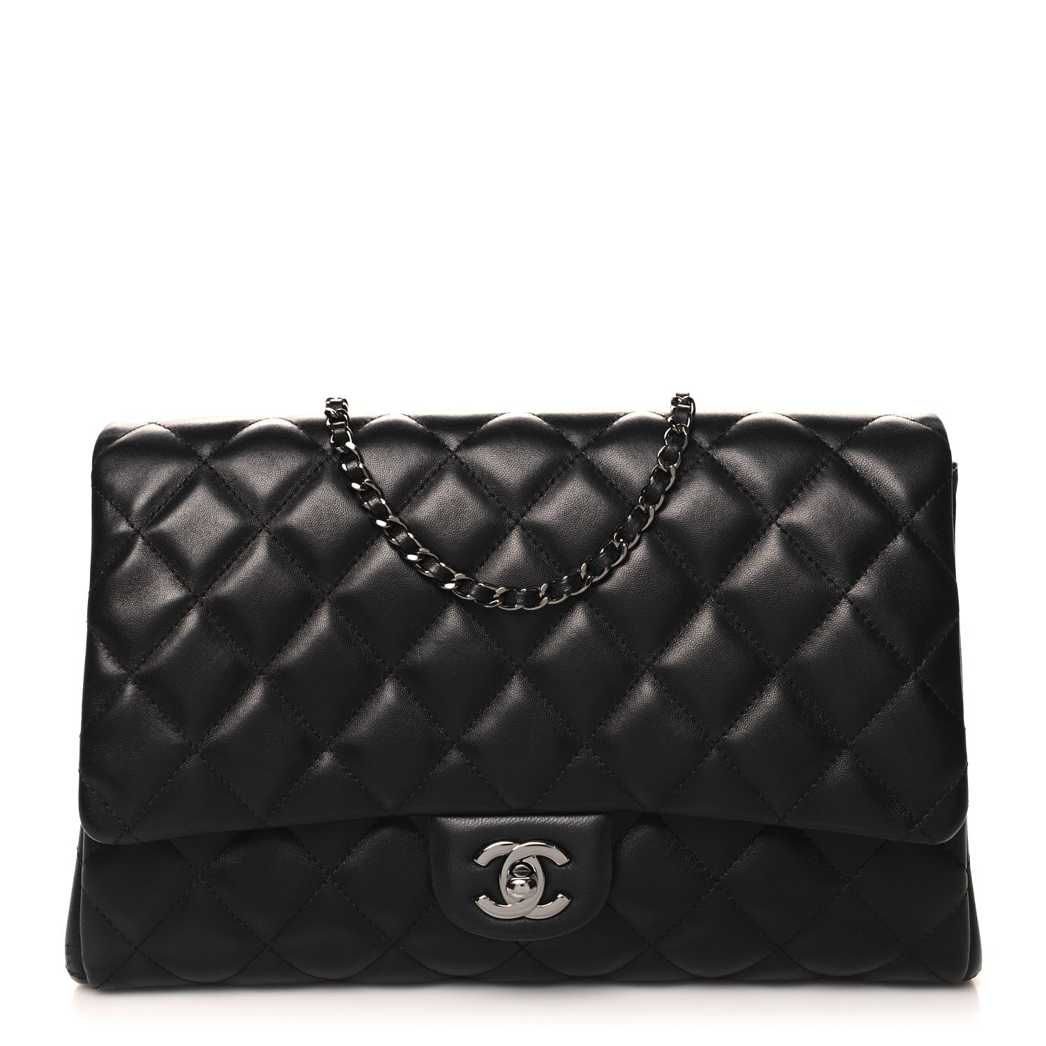 Chanel Lambskin Quilted Clutch With Chain Flap Black 1 of 10