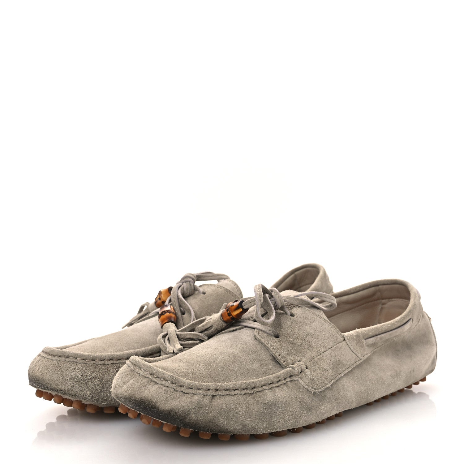 Gucci Suede Bamboo Tassel Mens Driver Loafers 9 Beige 4 of 14
