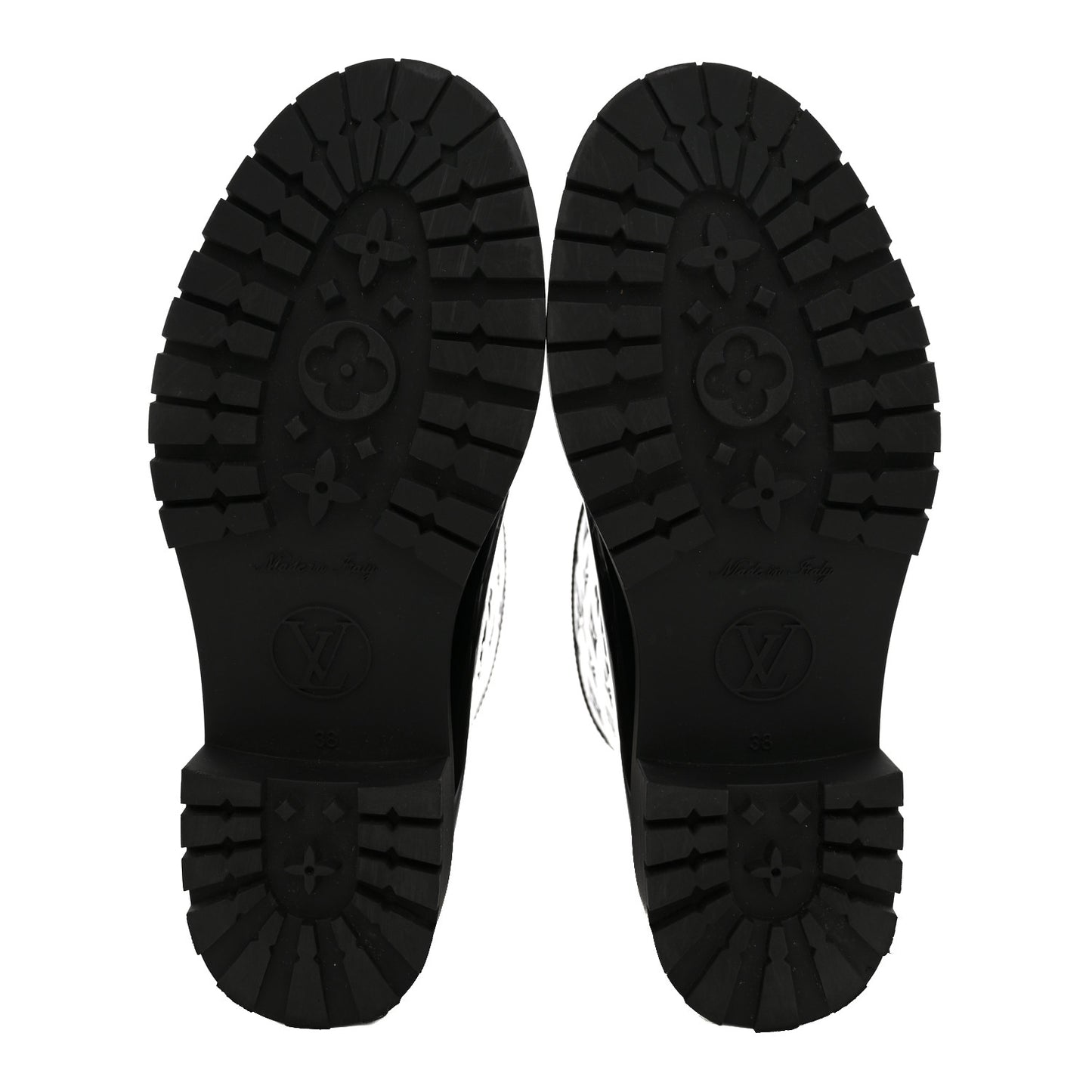 Rubber Embossed Monogram Drops Flat Half Boots 38 Black