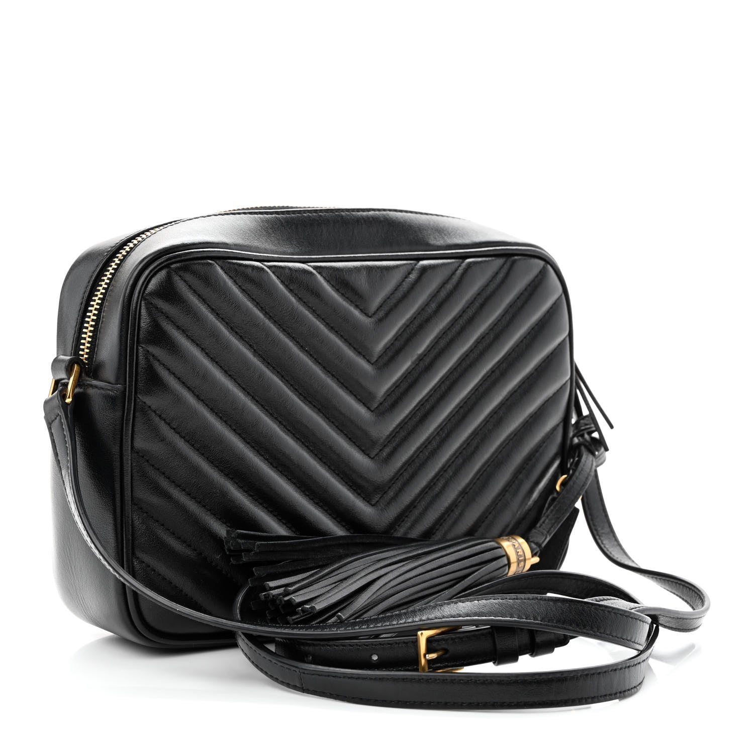 Saint Laurent Calfskin Matelasse Monogram Lou Camera Bag Black 3 of 14