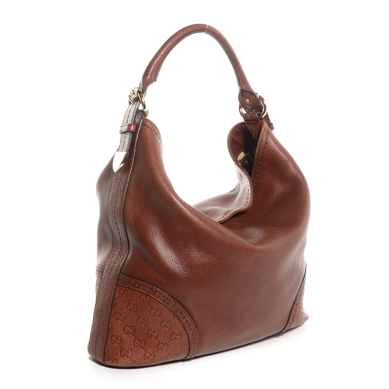 Gucci Leather Guccissima Trim Large Signoria Hobo Brown 3 of 7