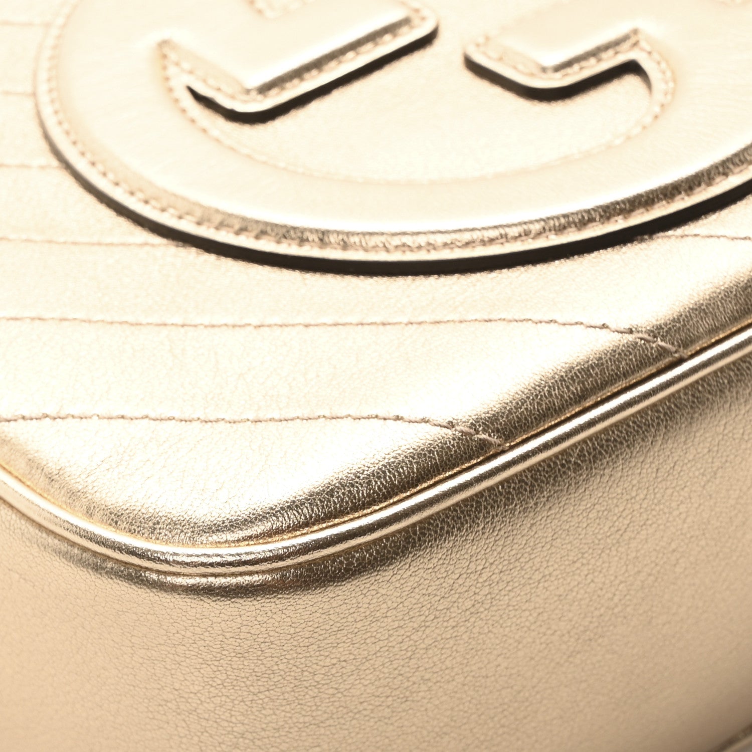 Gucci Metallic Sakai Be Green Calfskin Diagonal Stitched Small Blondie Shoulder Bag Golden Beige 9 of 10