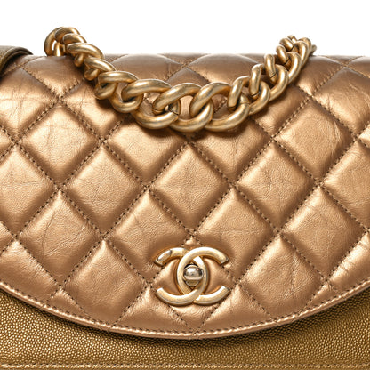 Chanel Metallic Calfskin Caviar Quilted Chain Handle Flap Gold 7 of 9