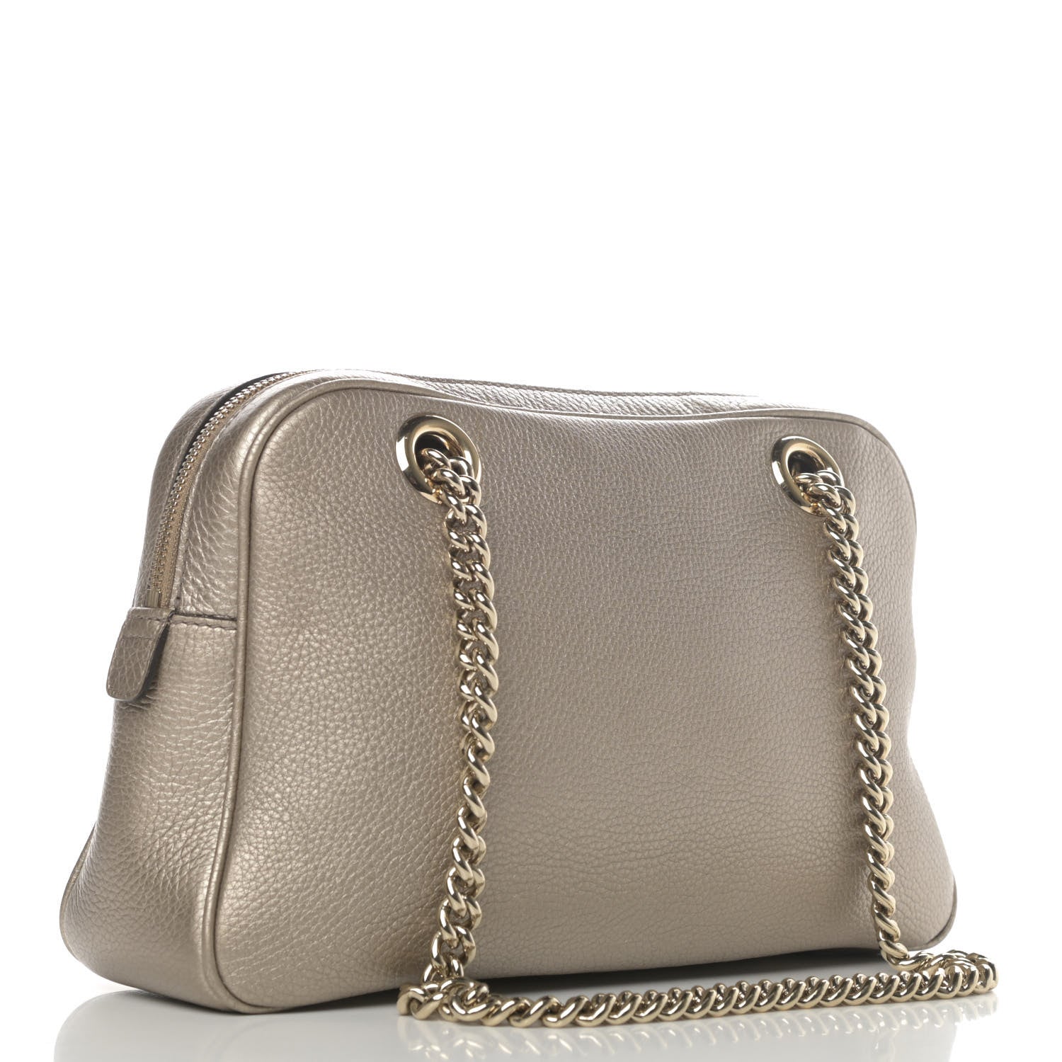 Gucci Metallic Pebbled Calfskin Small Soho Bowler Golden Beige 2 of 4