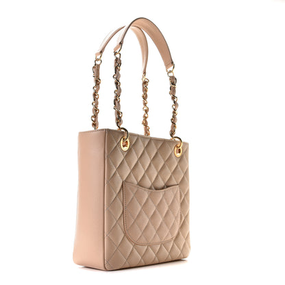 Chanel Caviar Quilted Petit Shopping Tote PST Light Beige 2 of 10