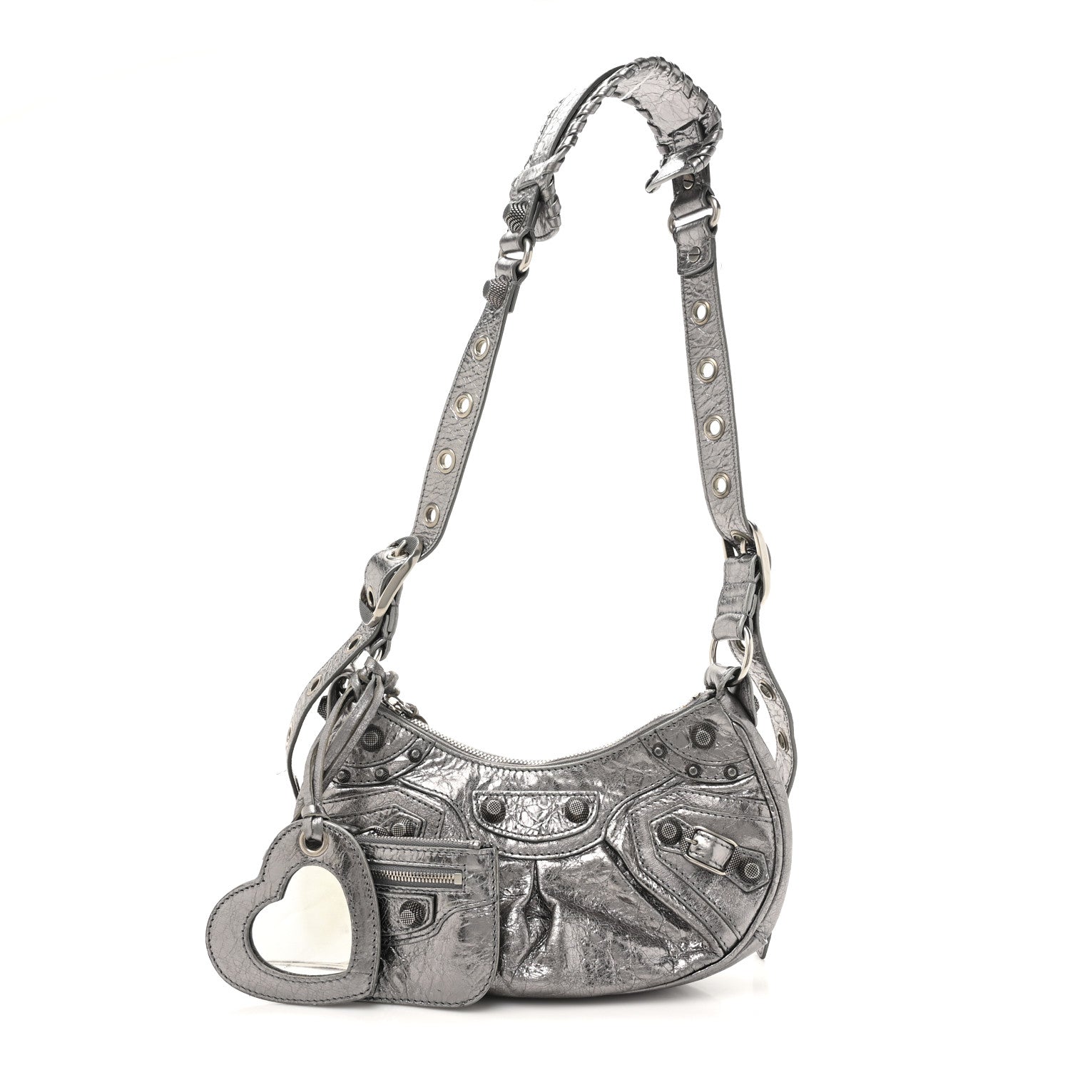 Balenciaga Metallic Agneau Arena Le Cagole Shoulder Bag XS Silver 3 of 13