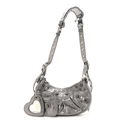 Balenciaga Metallic Agneau Arena Le Cagole Shoulder Bag XS Silver 3 of 13