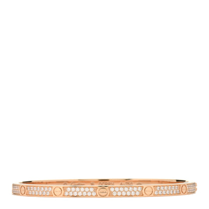 Cartier 18K Pink Gold Diamond Small LOVE Paved Bracelet 16 1 of 3