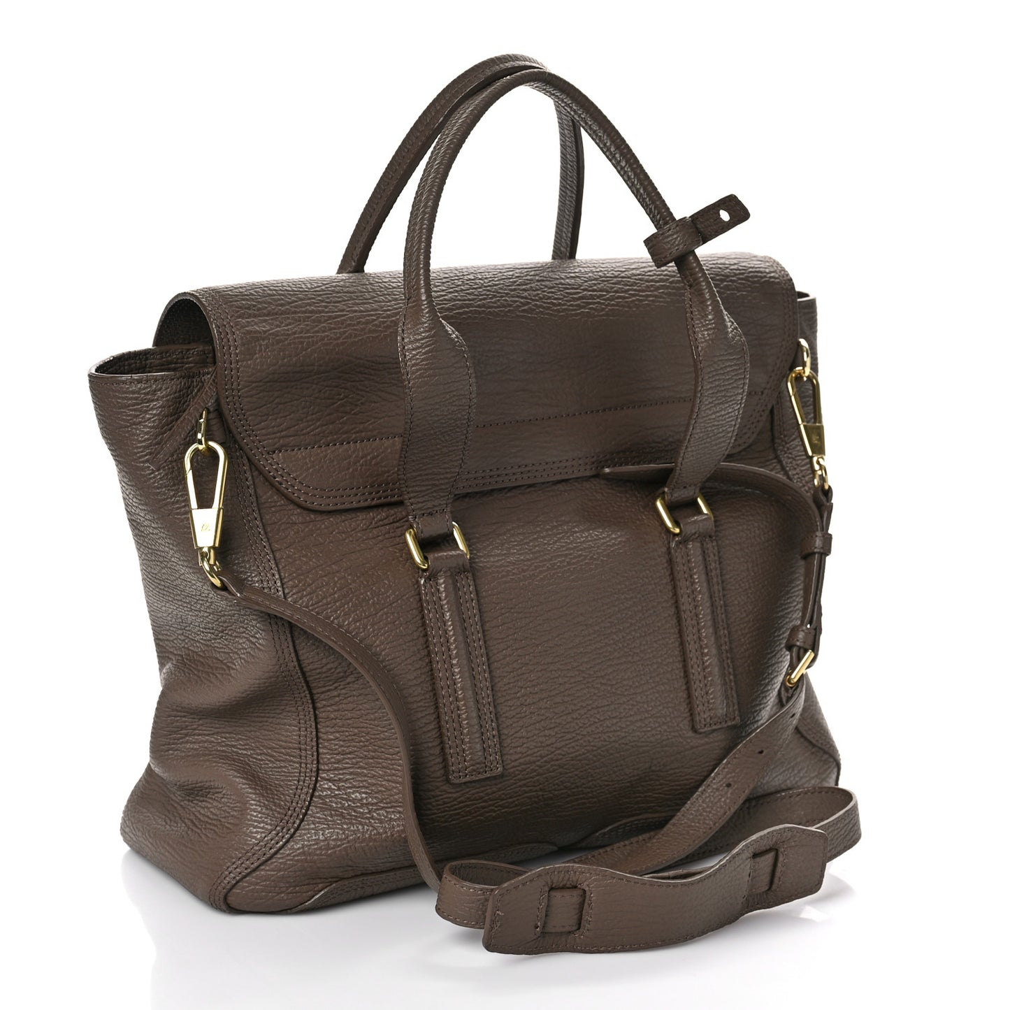 Textured Calfskin Medium Pashli Satchel Taupe