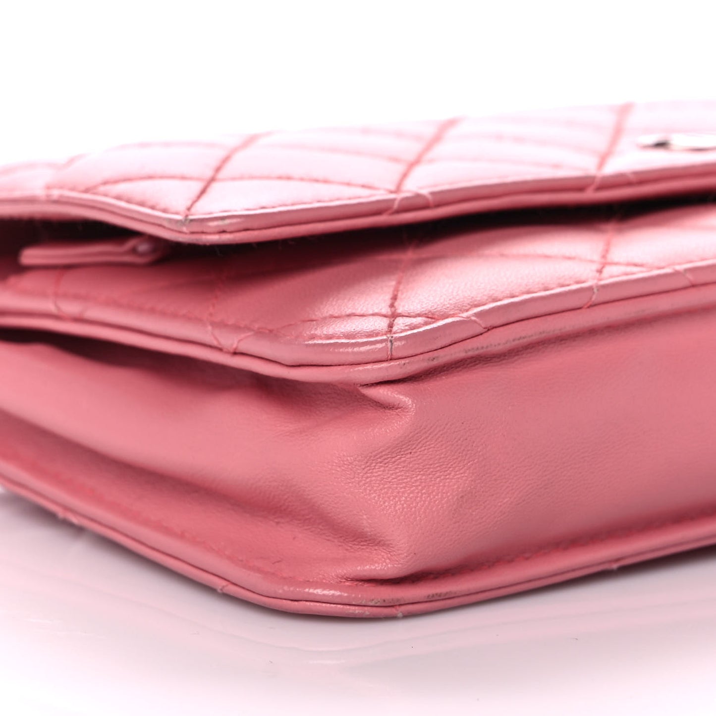 Lambskin Quilted Wallet on Chain WOC Pink