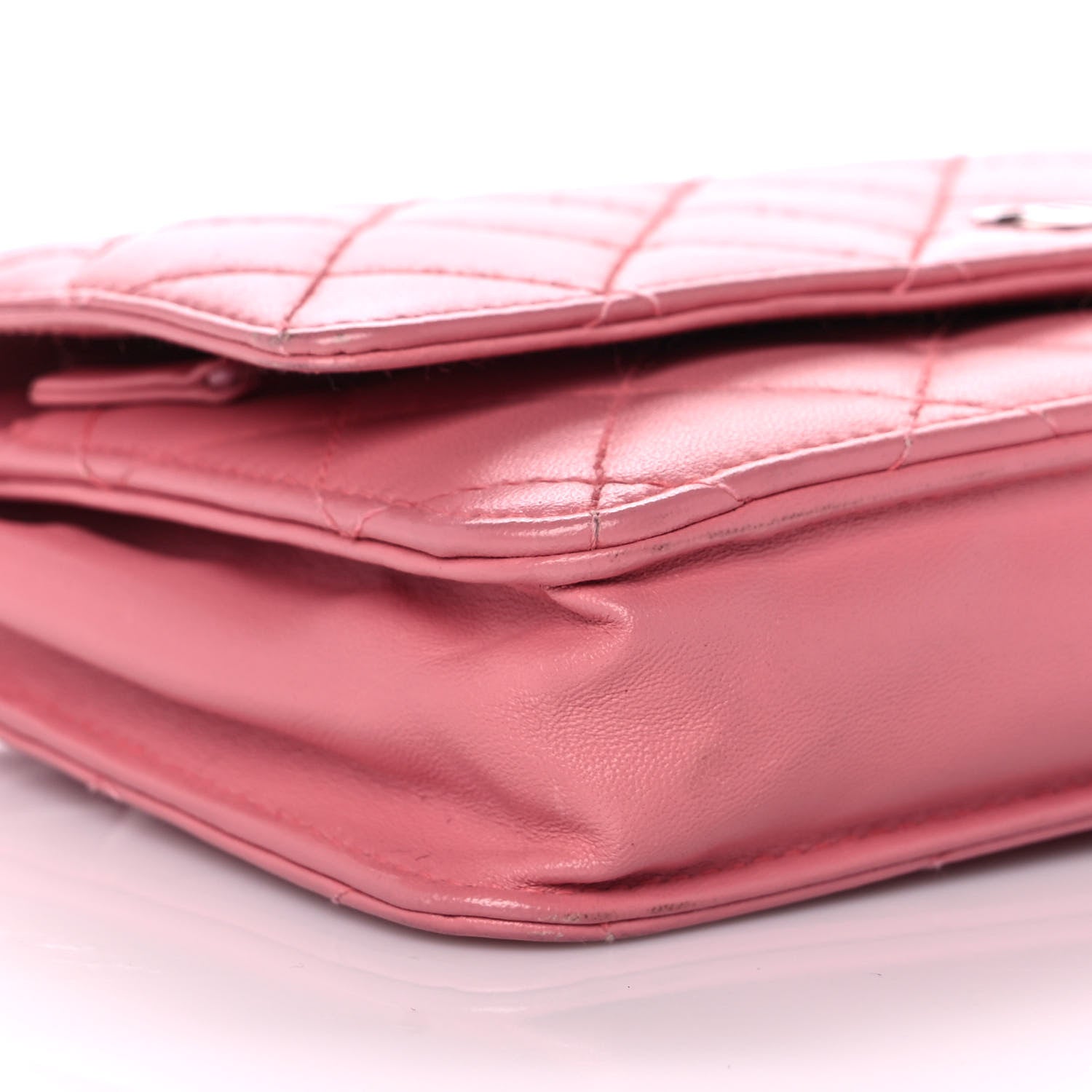 Chanel Lambskin Quilted Wallet on Chain WOC Pink 8 of 14