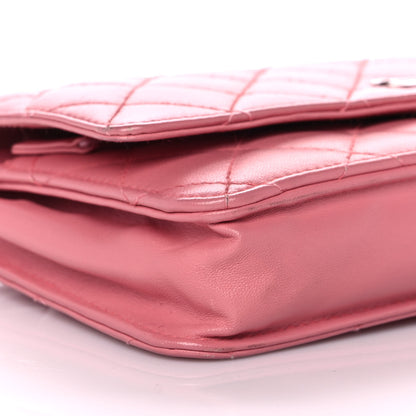 Chanel Lambskin Quilted Wallet on Chain WOC Pink 8 of 14