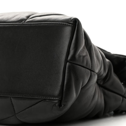 Saint Laurent Lambskin Quilted Monogram Monochrome Medium Loulou Puffer Chain Satchel Black 10 of 14