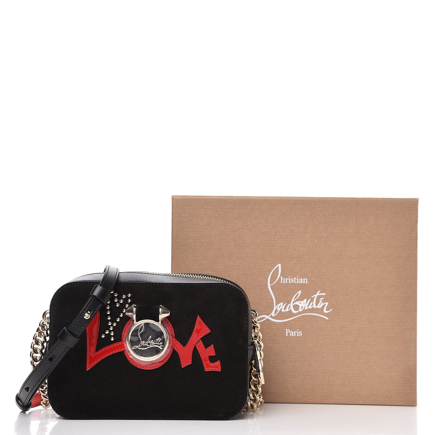 Suede Calfskin Love Rubylou Crossbody Black