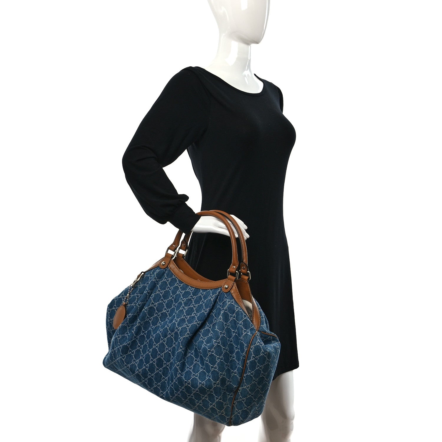 Gucci Denim Monogram Large Sukey Tote 2 of 9