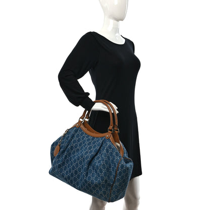 Gucci Denim Monogram Large Sukey Tote 2 of 9
