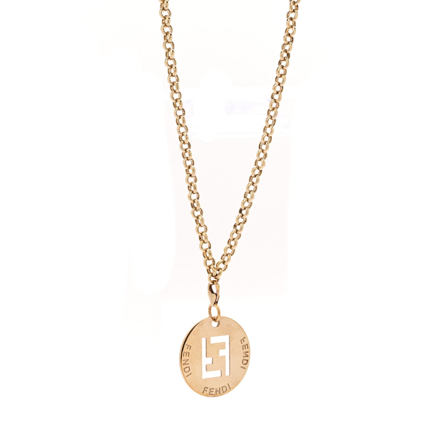 Metal FF Cutout Necklace Gold