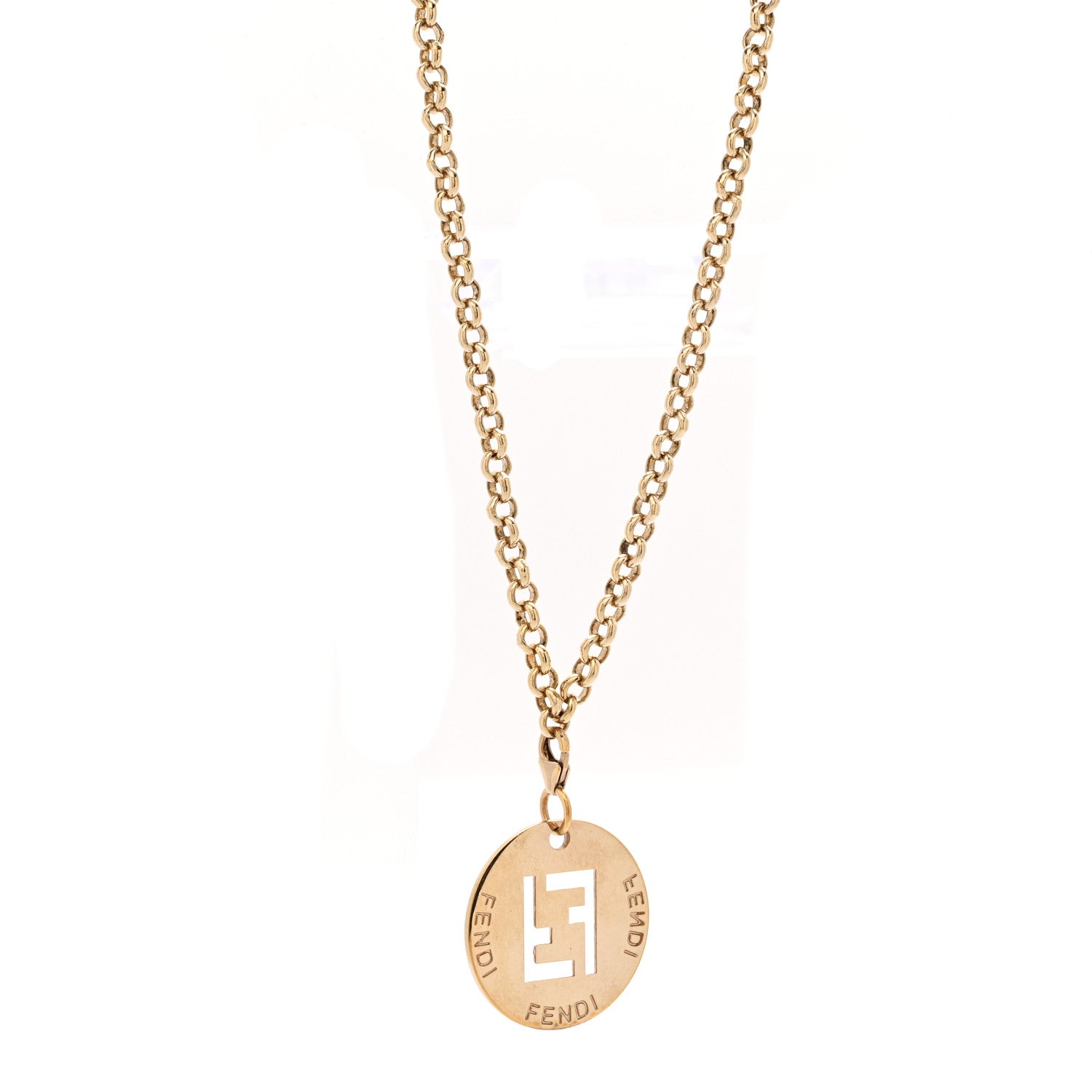 Fendi Metal FF Cutout Necklace Gold 4 of 6