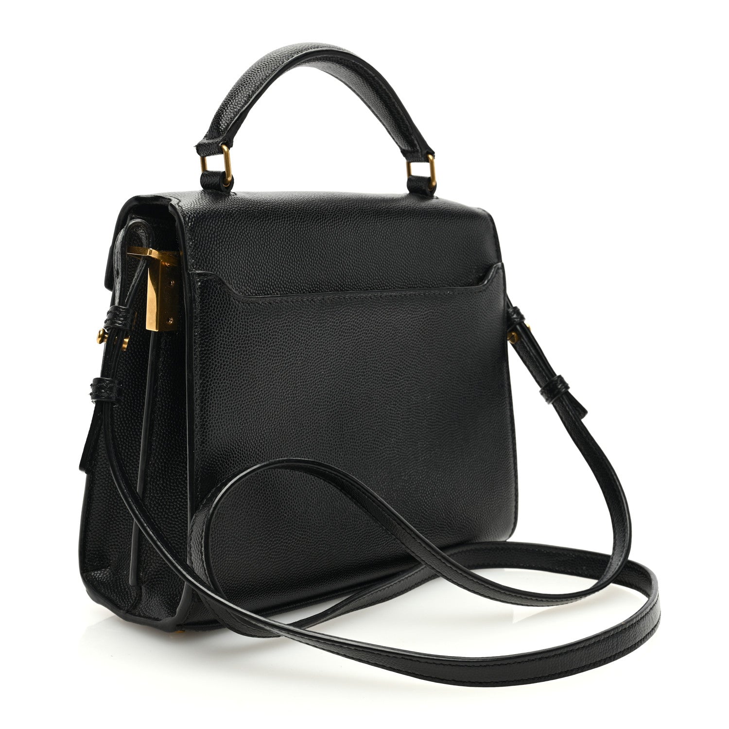 Saint Laurent Grain de Poudre Mini Classic Monogram Cassandra Top Handle Black Rouge Legion 3 of 11