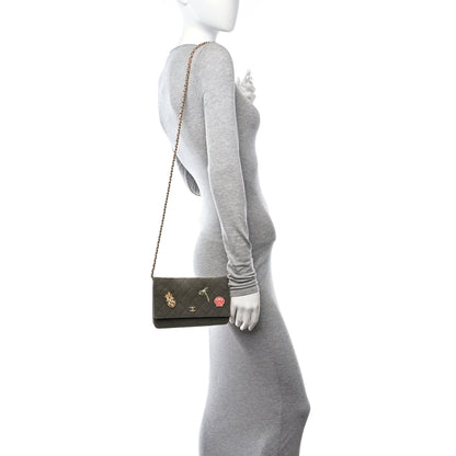Chanel Canvas Quilted Coco Cuba Charms Wallet on Chain WOC Khaki 2 of 10
