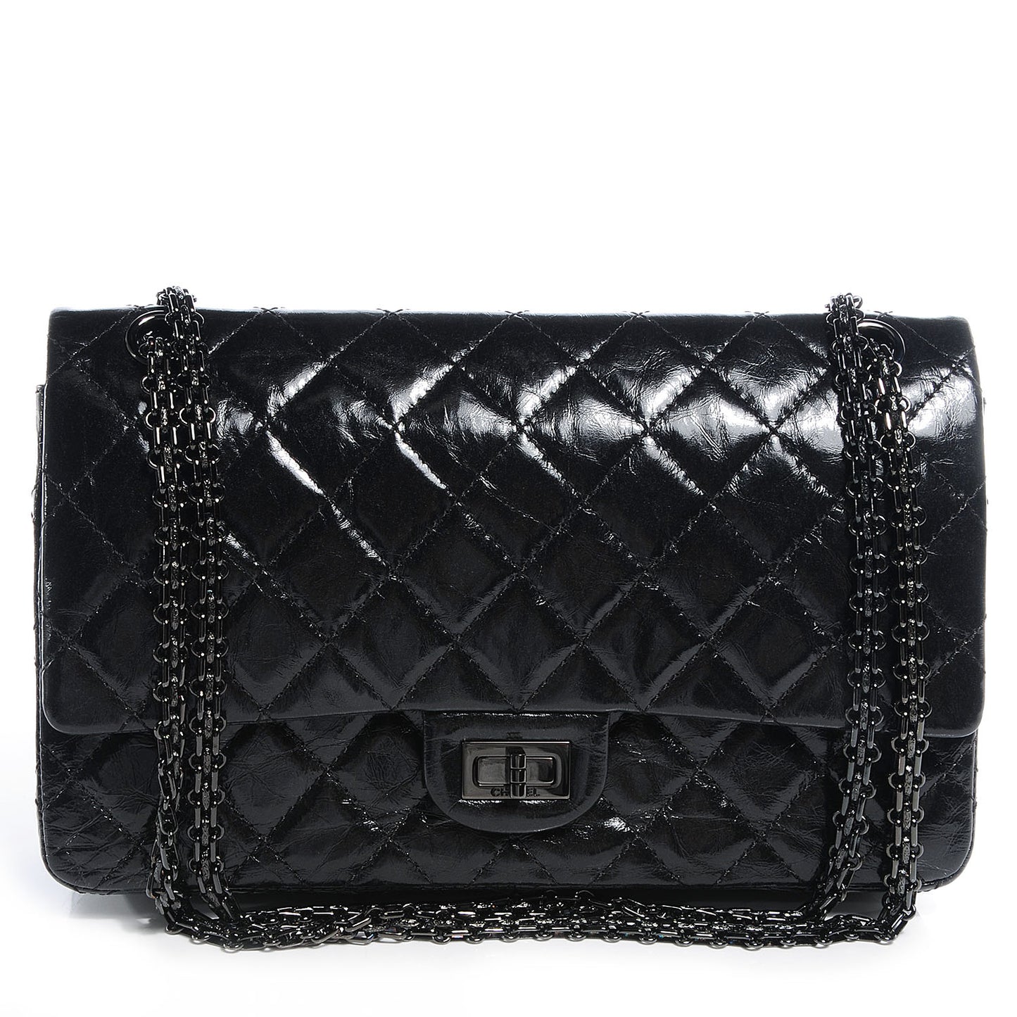 Glazed Calfskin 2.55 Reissue 226 Black Flap