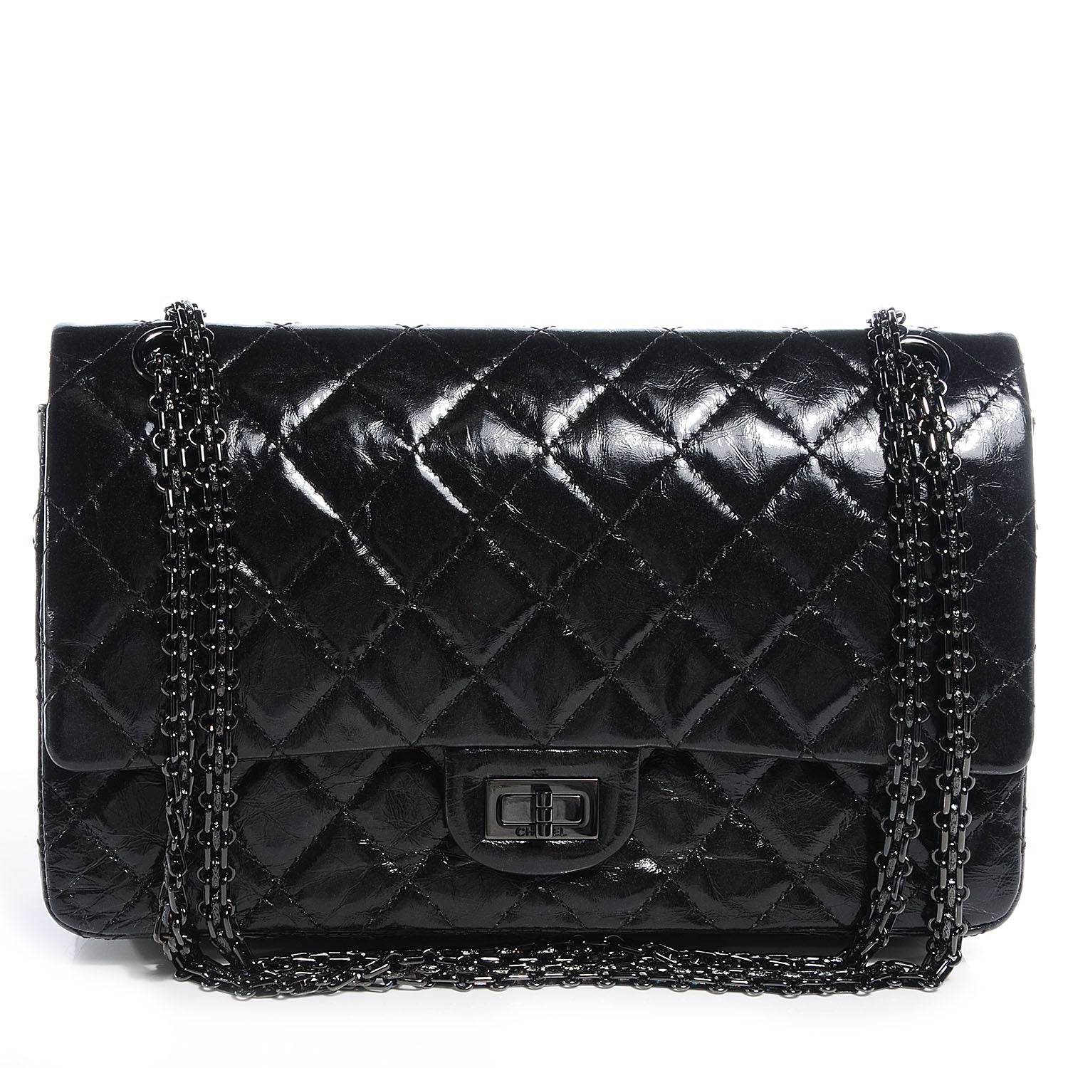 Chanel Glazed Calfskin 2.55 Reissue 226 Black Flap 1 of 10