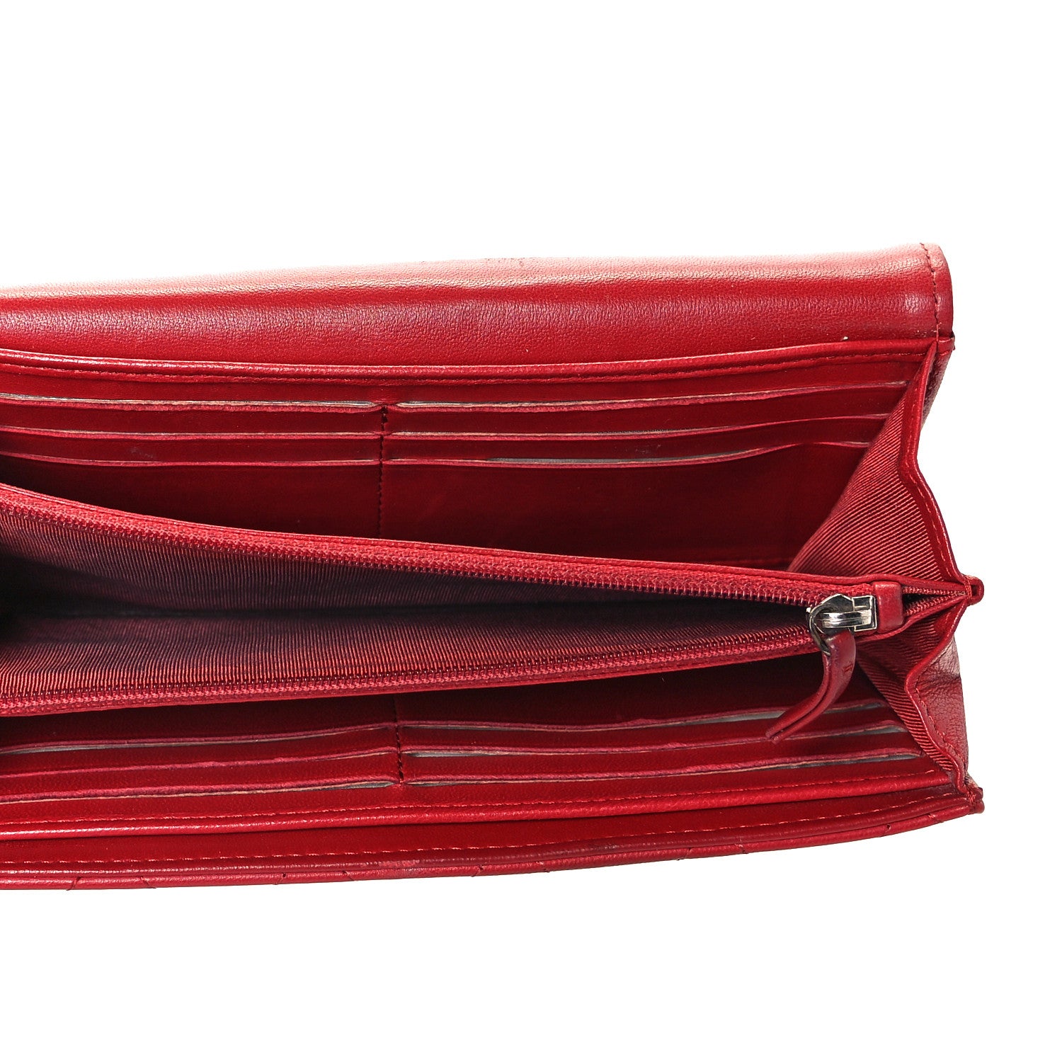 Chanel Lambskin Quilted Large Gusset Flap Wallet Red 5 of 9