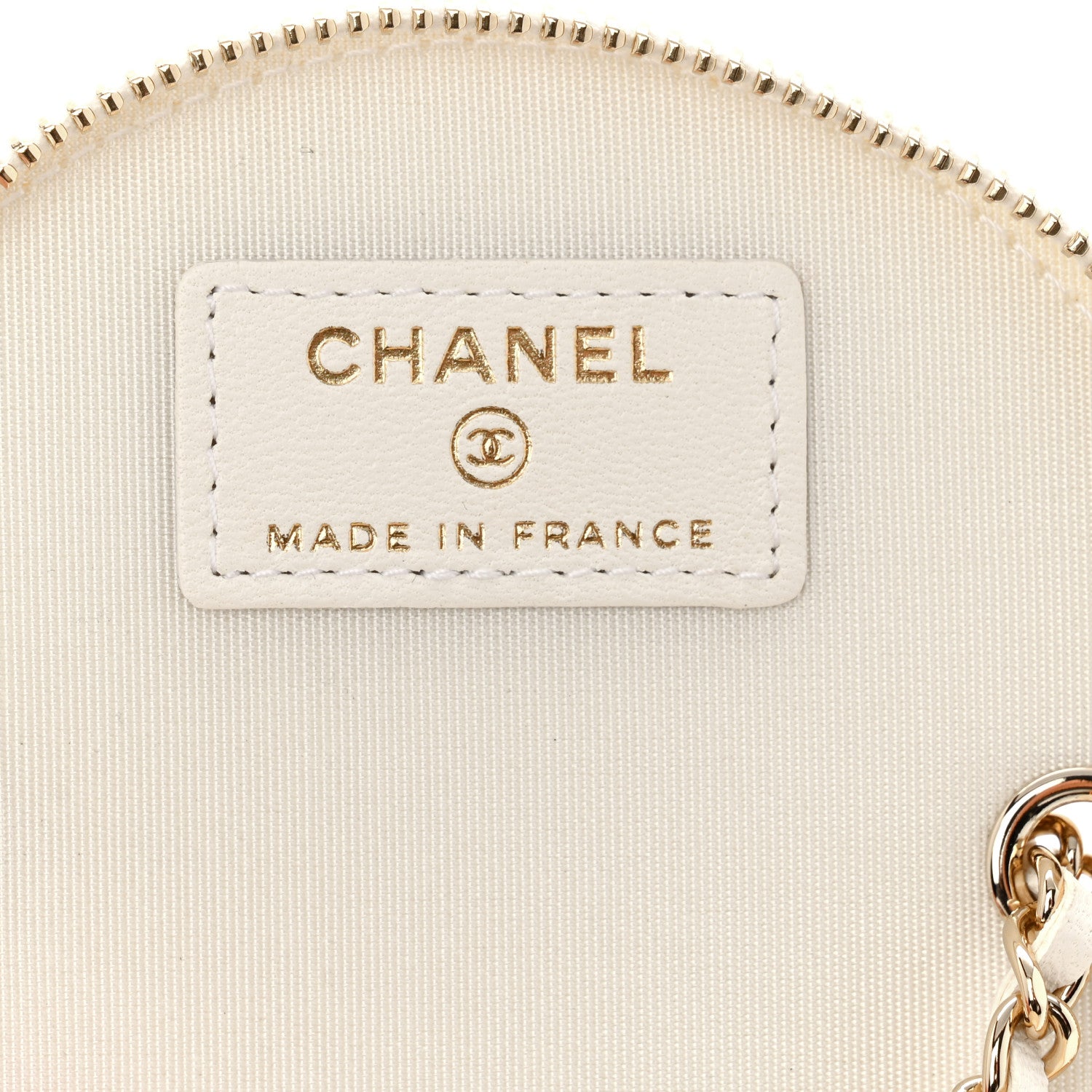 Chanel Lambskin Quilted Round Small Vanity Case With Chain White Black 6 of 11