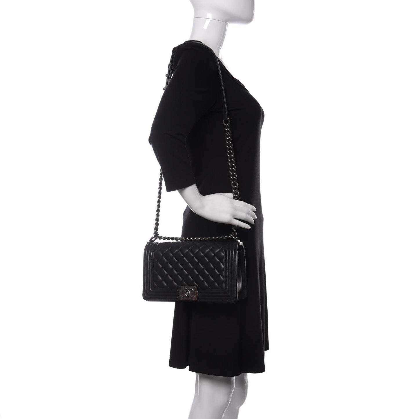 Lambskin Quilted Medium Boy Flap Black