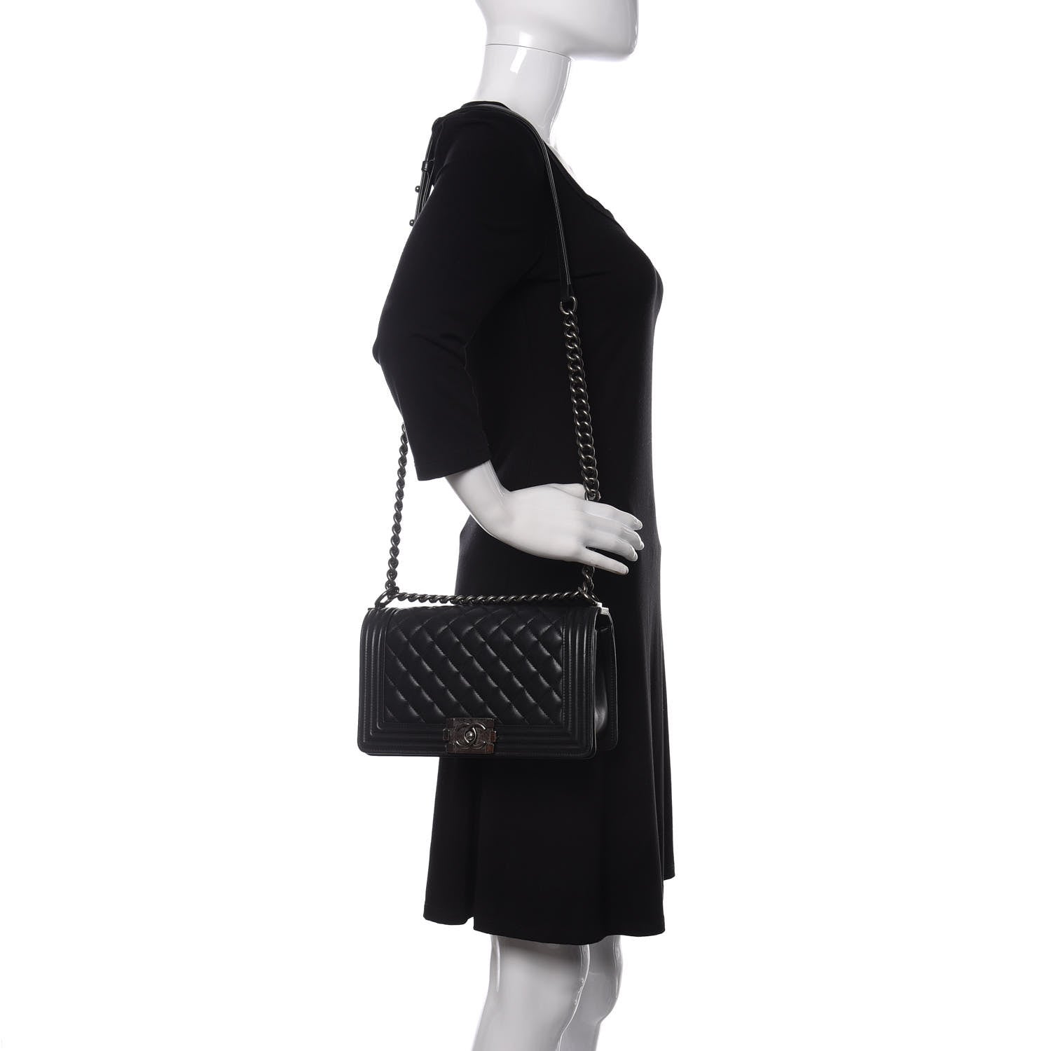 Chanel Lambskin Quilted Medium Boy Flap Black 2 of 11