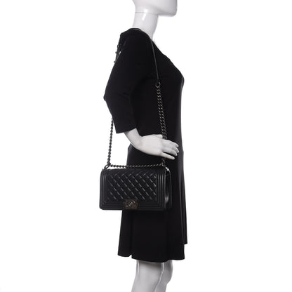 Chanel Lambskin Quilted Medium Boy Flap Black 2 of 11