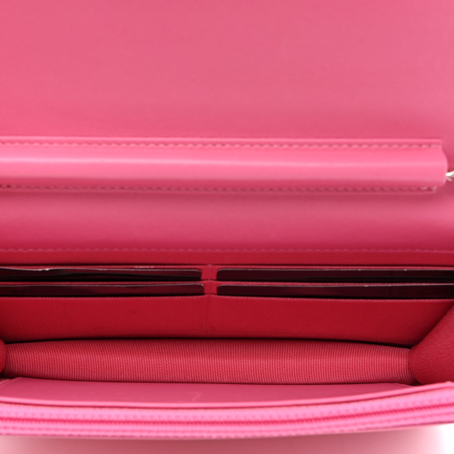 Faded Lambskin Quilted Zephyr Wallet on Chain WOC Dark Pink