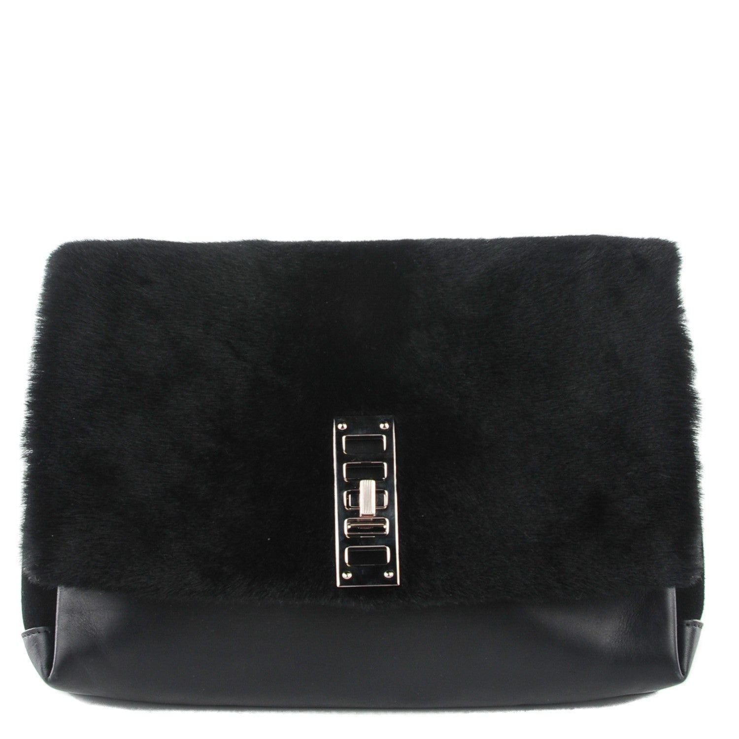 Proenza Schouler Calf Hair and Calfskin PS Elliot Clutch Black 1 of 10