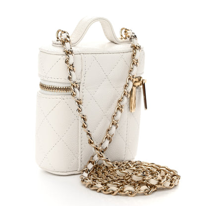 Chanel Caviar Quilted Small Handle With Care Vanity Case With Chain White 3 of 11